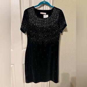 NWT Jude Connolly black velvet dress with rhinestone accents - size small